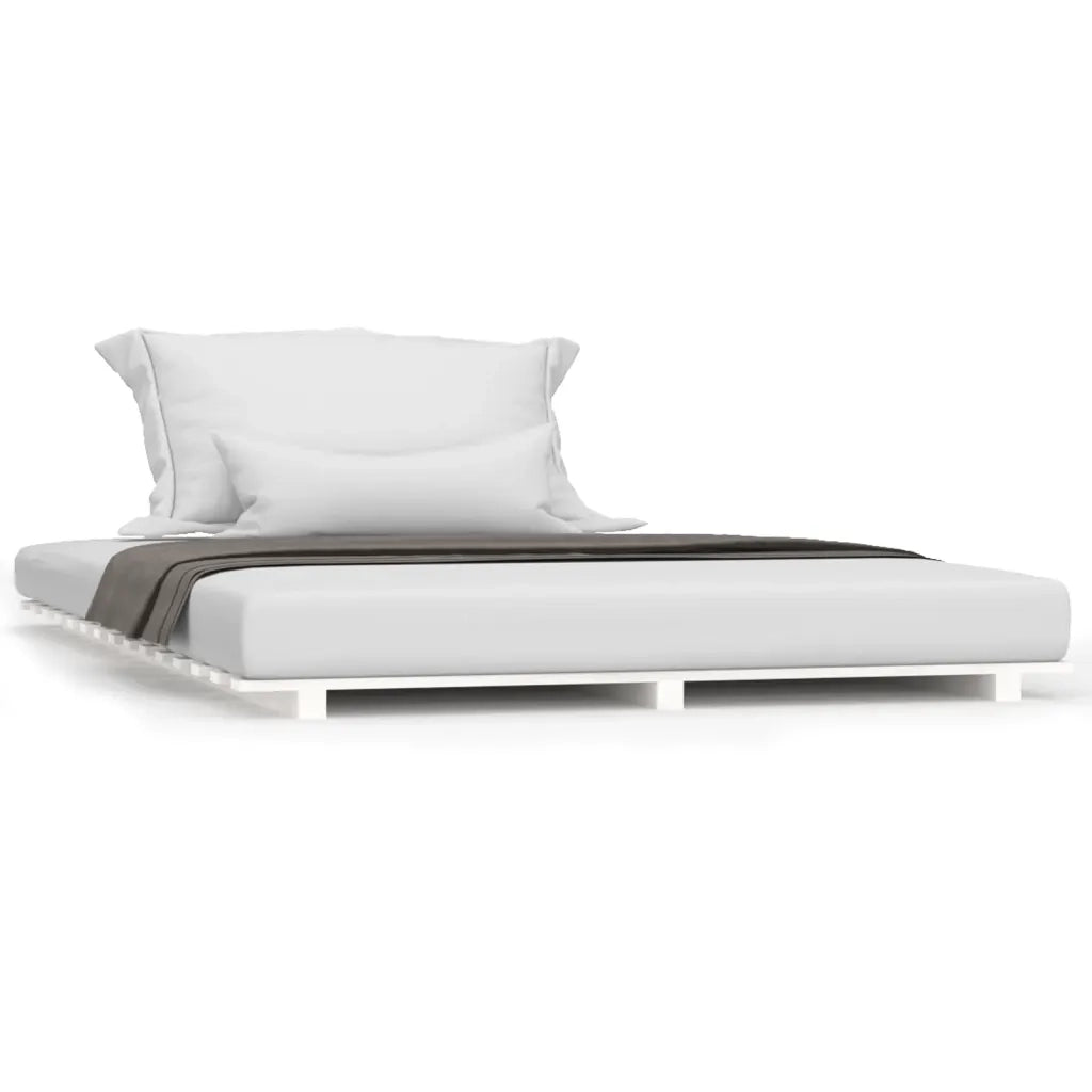 Letto senza Materasso Bianco 135x190 cm Legno Massello di Pino 824609