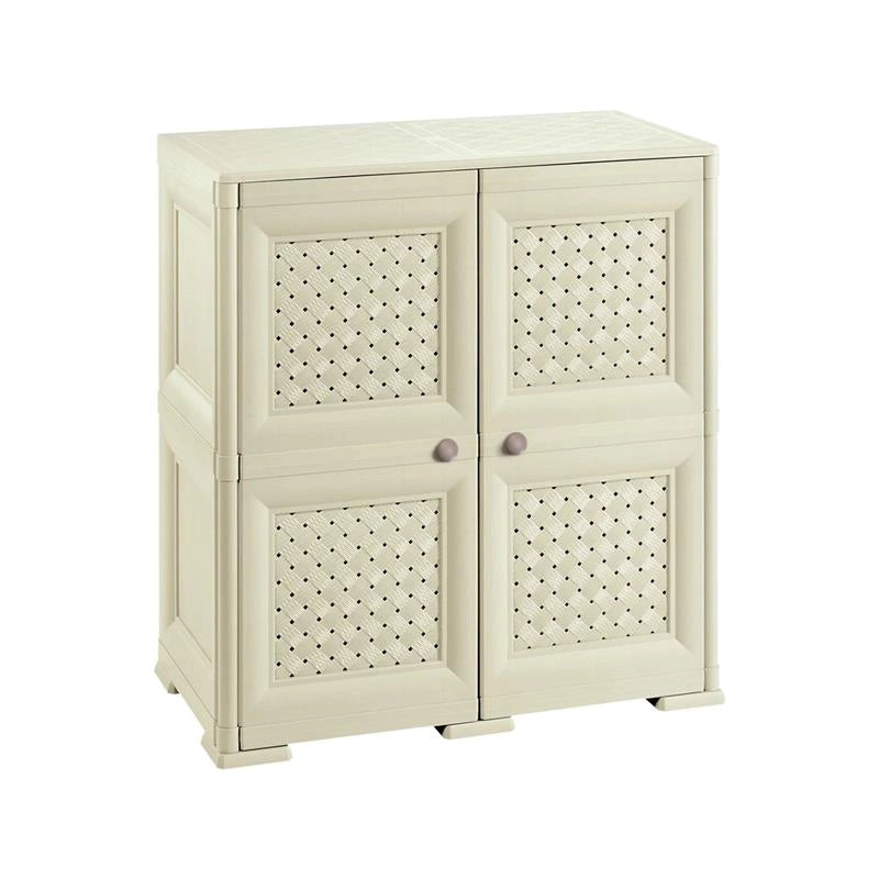 ARMADIO 2 MODULI ANGORA 79X43X85,5 CM CON ANTA TRAFORATA – MOBILE CONTENITORE DECORATIVO PER ZONA LIVING E INGRESSO