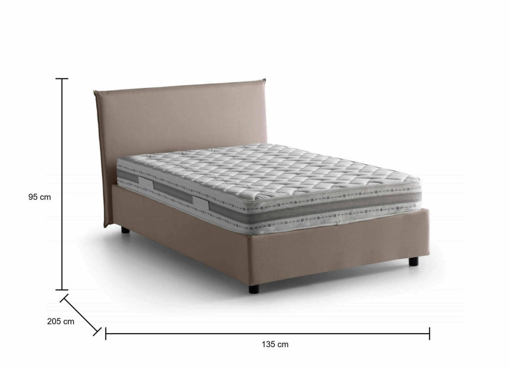Alush, Letto Piazza e Mezza Materasso Incluso Made in Italy, Grigio Tortora