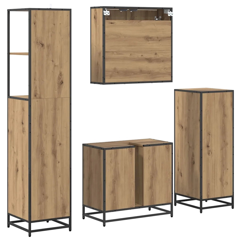 Set di mobili per il bagno con porta 4 pcs Rovere artigianale 3402412