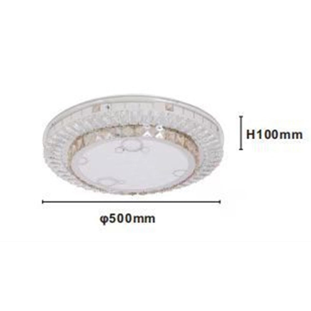 Trade Shop - Plafoniera Soffitto 65w ø50cm Led Design A Strati Con Cristalli Bolle Luce Fredda 51369 -