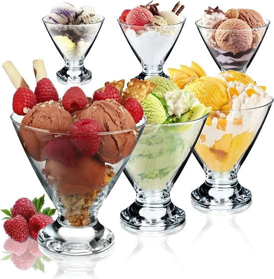 Set di bicchieri per gelato, bicchieri per dessert, bicchieri con piede, bicchieri per gelato, dessert, frutta, antipasti, cocktail, bicchieri per dessert, 6, 460 ml