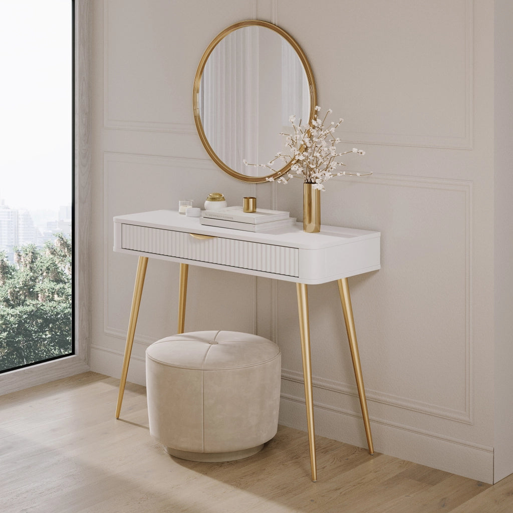 Mobile da Trucco Katerara, Toeletta un Cassetto, 100x38x78h cm Bianco