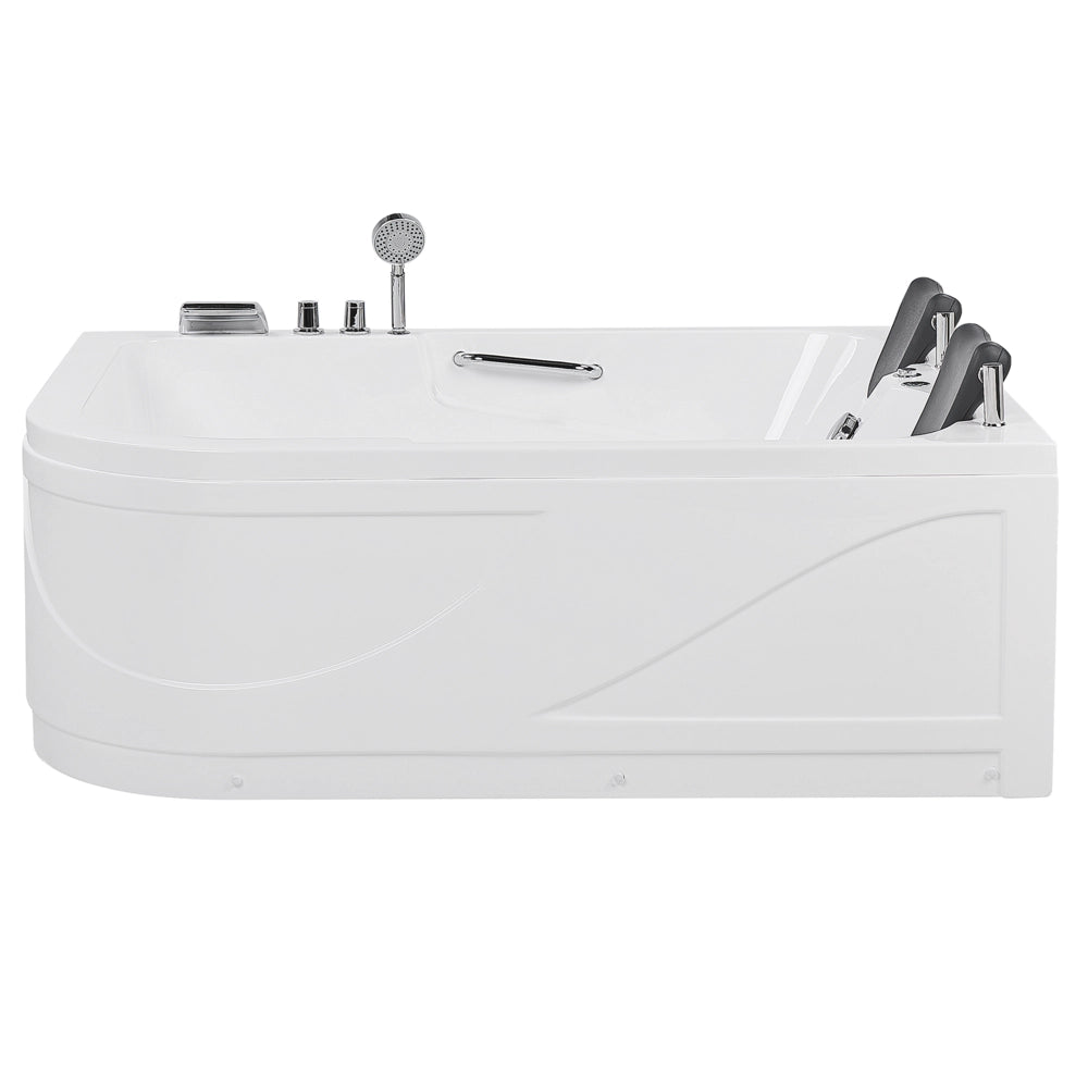 Vasca Idromassaggio Acrilico Bianco 170 x 119 cm Luci LED Subacquee versione sinistra Curva Doppio Idromassaggio