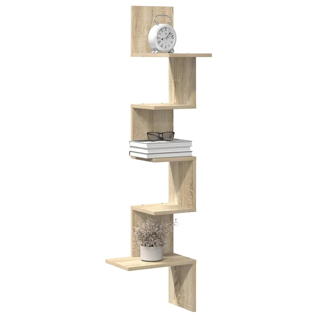vidaXL Scaffale Angolare Muro Rovere Sonoma 32x32x127,5 cm Truciolato