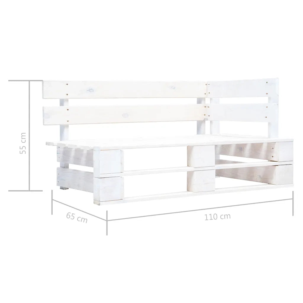 Panchina Angolare da Giardino | Panca da Giardino su Pallet in Legno Bianca