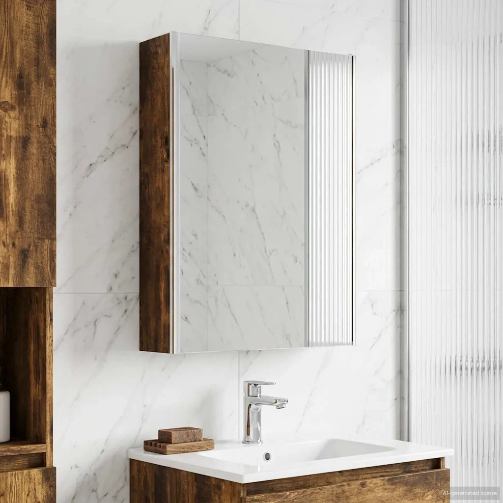 Mobiletto per specchio da bagno Rovere fumé 73.5 x 15.5 x 70 cm