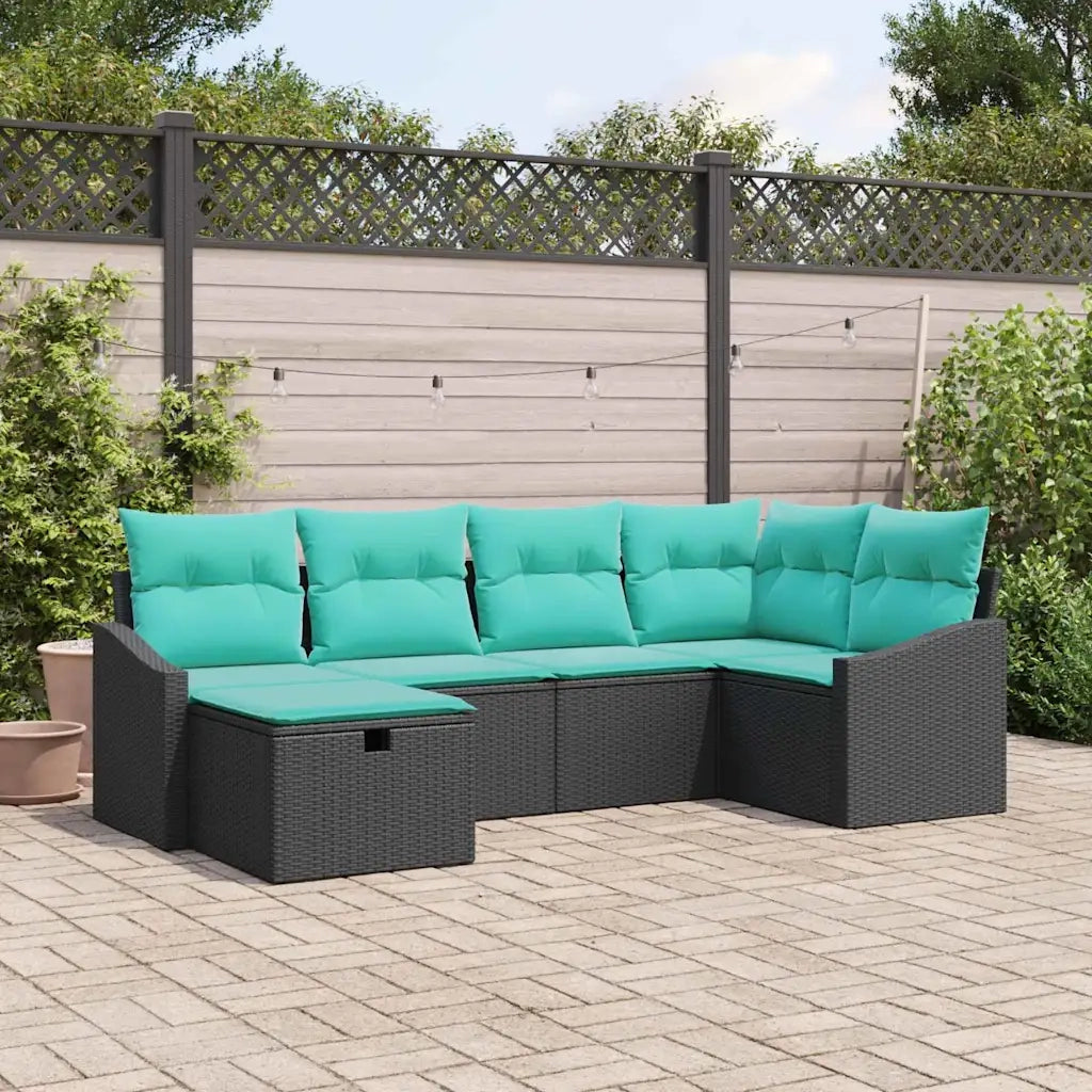 Set di divani con cuscino 6 pcs Nero polyrattan