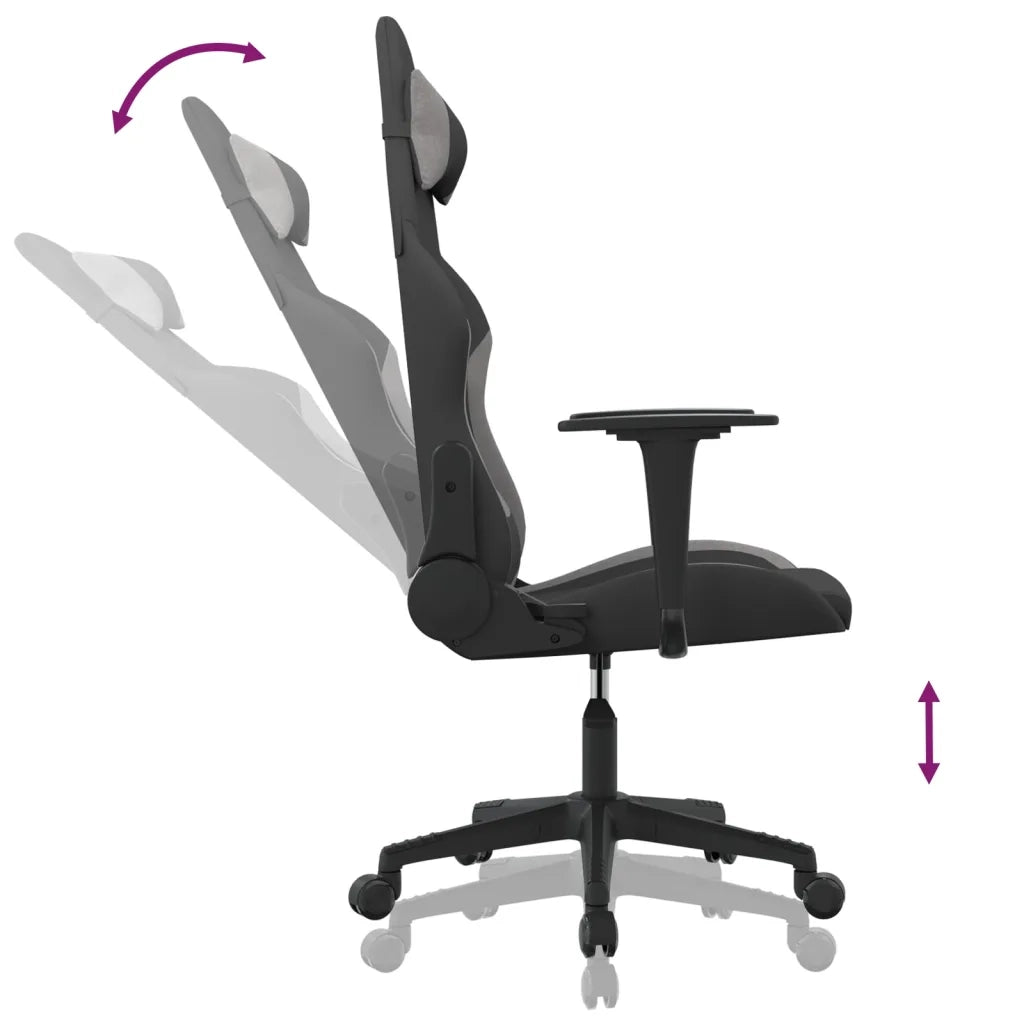 Sedia da Gaming | Sedia da e-sports Nero e Grigio Chiaro in Tessuto