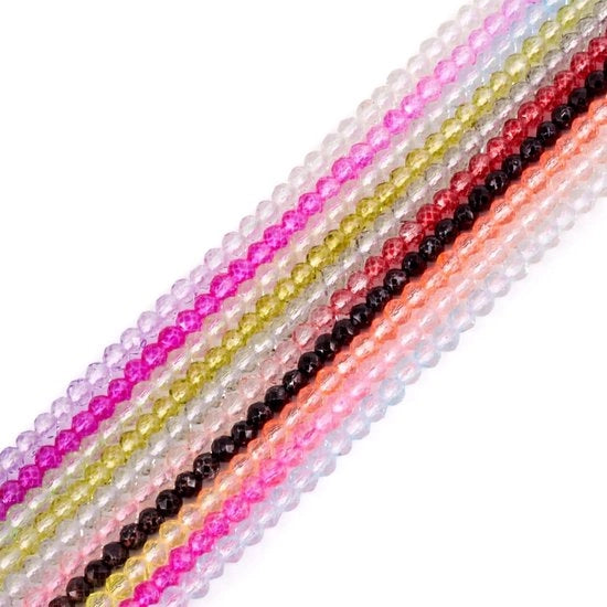 10 fili di vetro cristallo sfaccettato a gradiente di colore, ronde, 3 mm, per fai da te artigianato, creare collane e accessori per l'abito