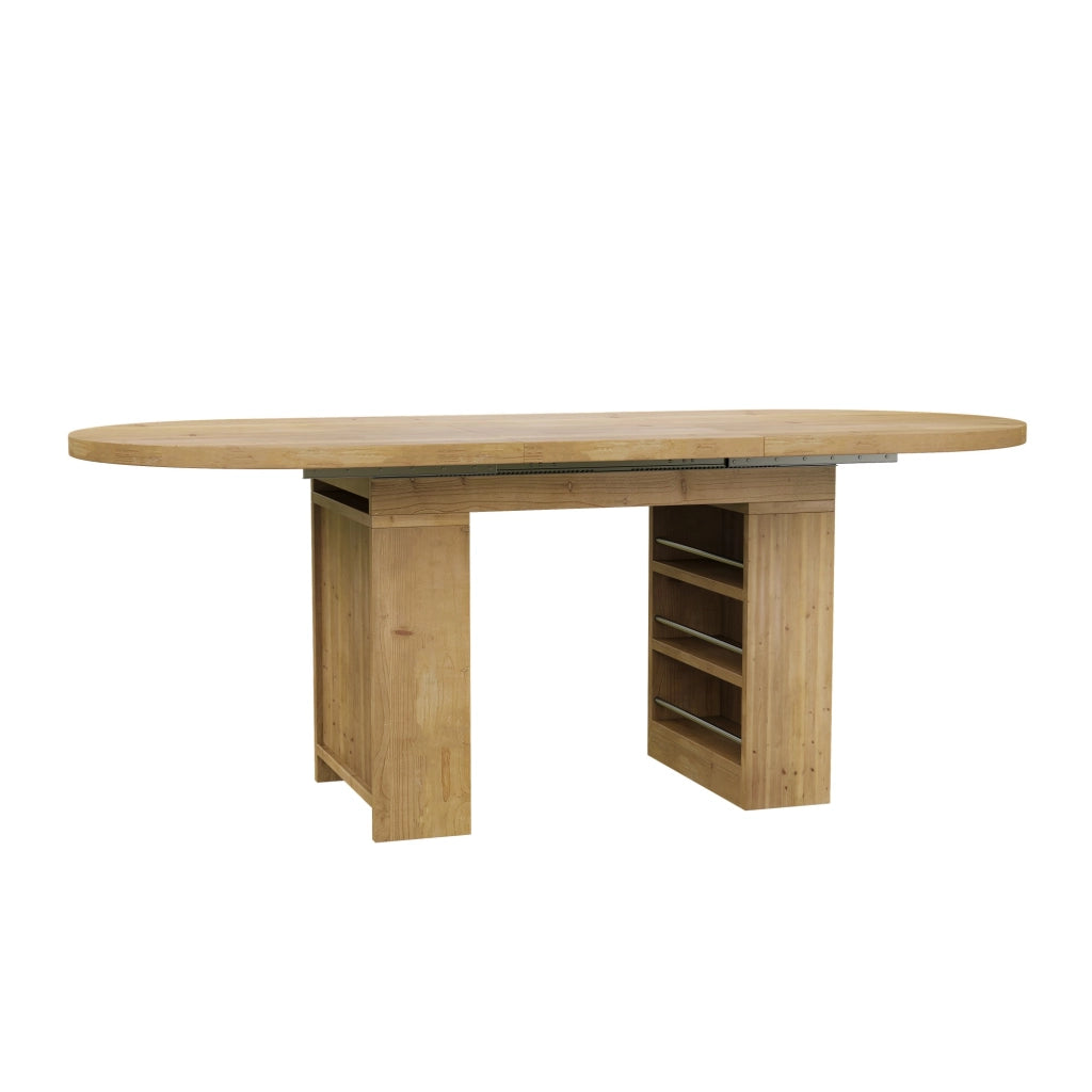 Tavolo da pranzo allungabile, 150/200 x 90 cm, per 6-8 persone, con vano portaoggetti, color legno naturale
