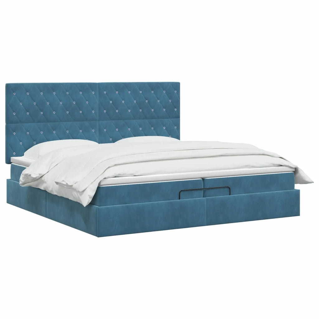 Letto Ottomano con Materasso e LED Blu scuro 200 x 200 cm 3458257