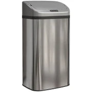 Bidone della spazzatura con sensore da 48 L per cucina o ufficio, funzione di chiusura automatica, in acciaio inossidabile, tono argento