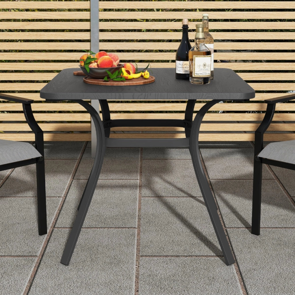 Tavolo da pranzo da esterno di 80cm, Tavolo quadrato in metallo con 4 gambe curve per 4 persone Grigio-Tavoli da esterno