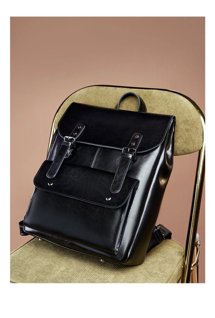 Zaino in vera pelle nera