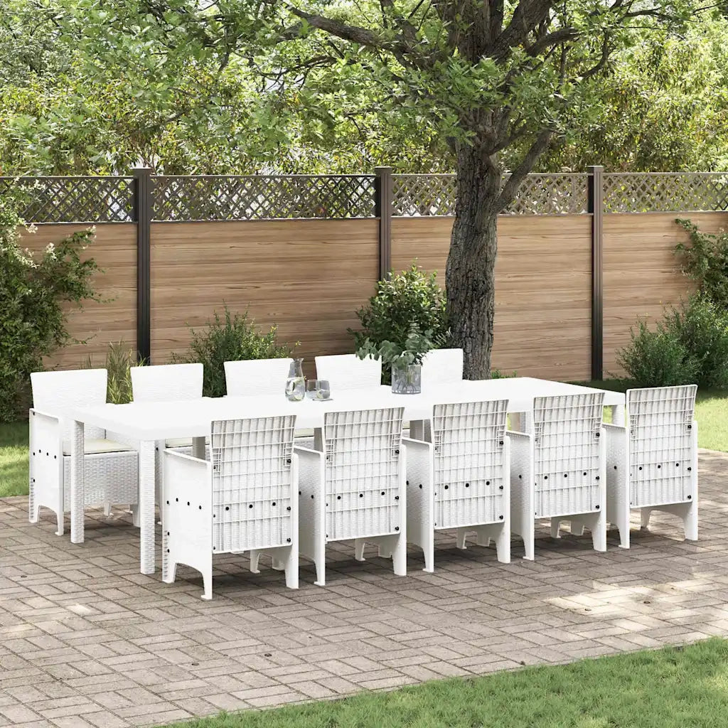 Set da Pranzo per Giardino con cuscino 11 pcs Bianco