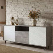 Madia Azis, Credenza 3 Ripiani Made in Italy, 184x45x77h cm Bianco