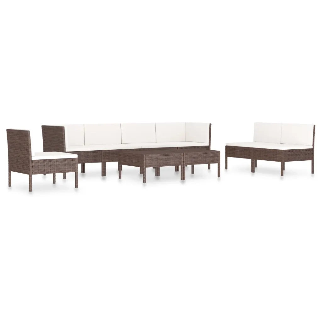 Set Divani da Giardino 9 pz con Cuscini in Polyrattan Marrone 3056969