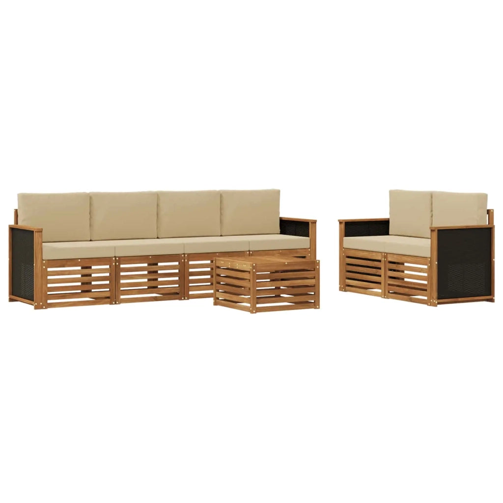 Set di divani da esterno 7 pz Naturale e Beige 3384044