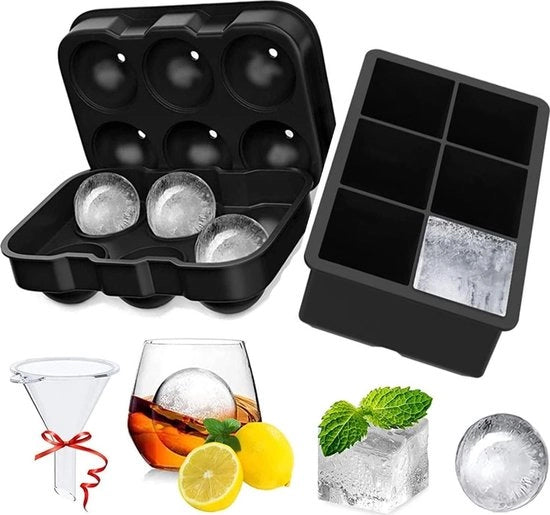 Iscrizioni per cubetti di ghiaccio in silicone grandi - 6 enormi cubetti di ghiaccio - riutilizzabile - BPA-free - per bambini - con caramello, budino, gelato, latte, succo - forma di cioccolato