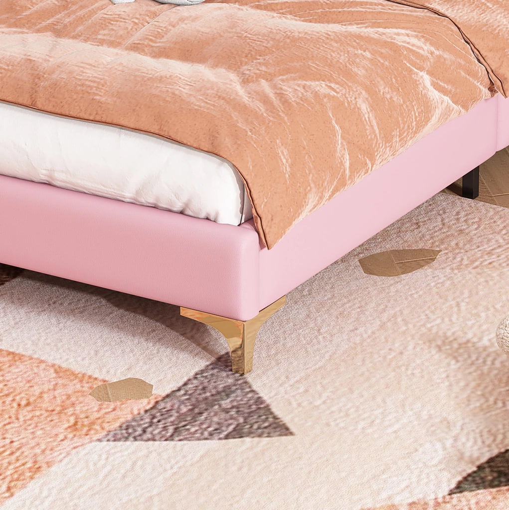 Letto imbottito singolo con testiera a onda e luci LED