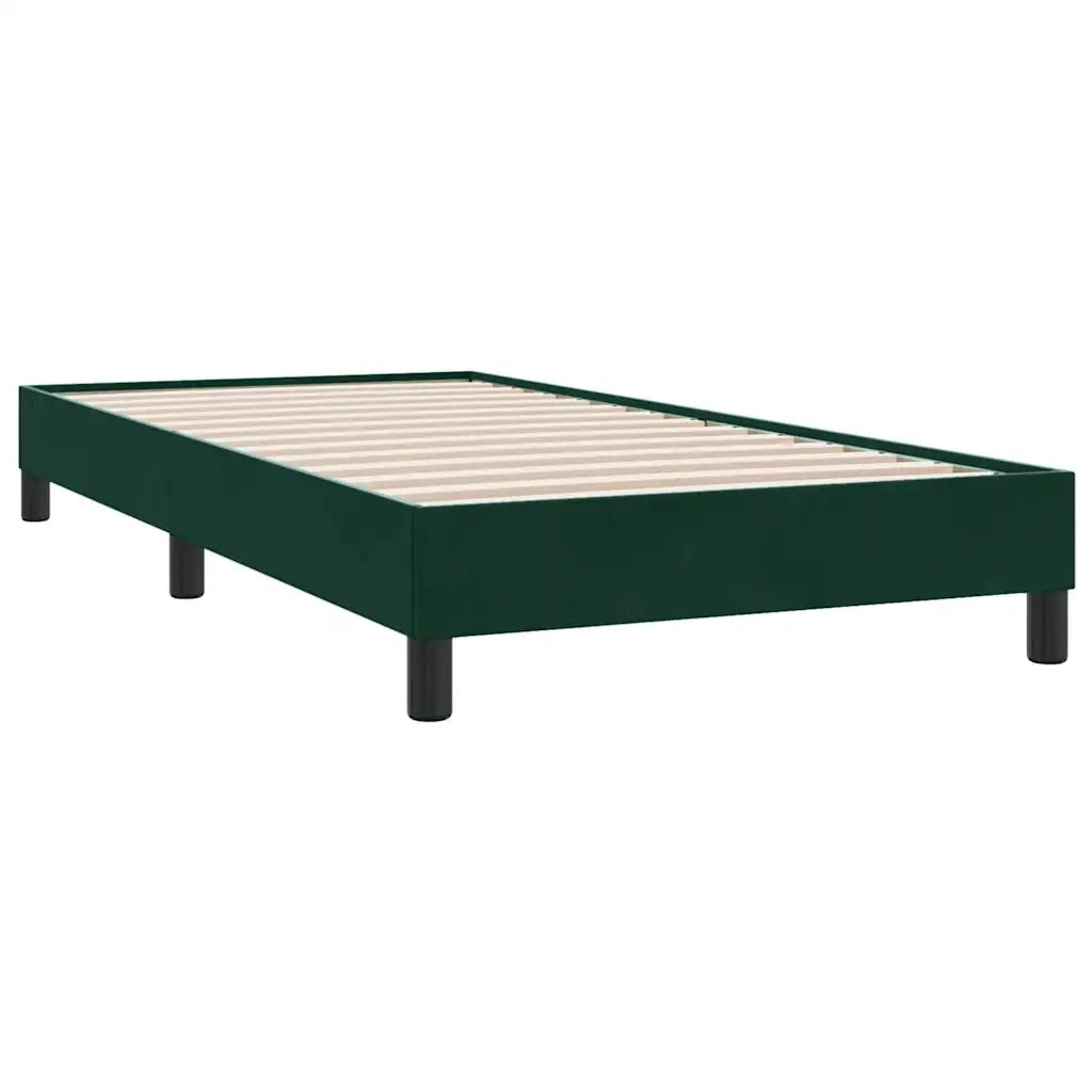 Letto singolo | Letto per adulti | Giroletto a Molle senza Materasso Verde Scuro 90x210 cm Velluto