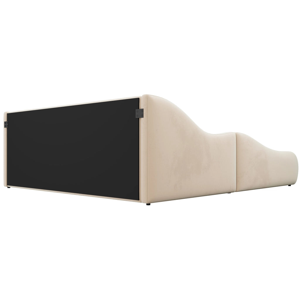 Letto imbottito 90x200 cm con sponde laterali in velluto beige