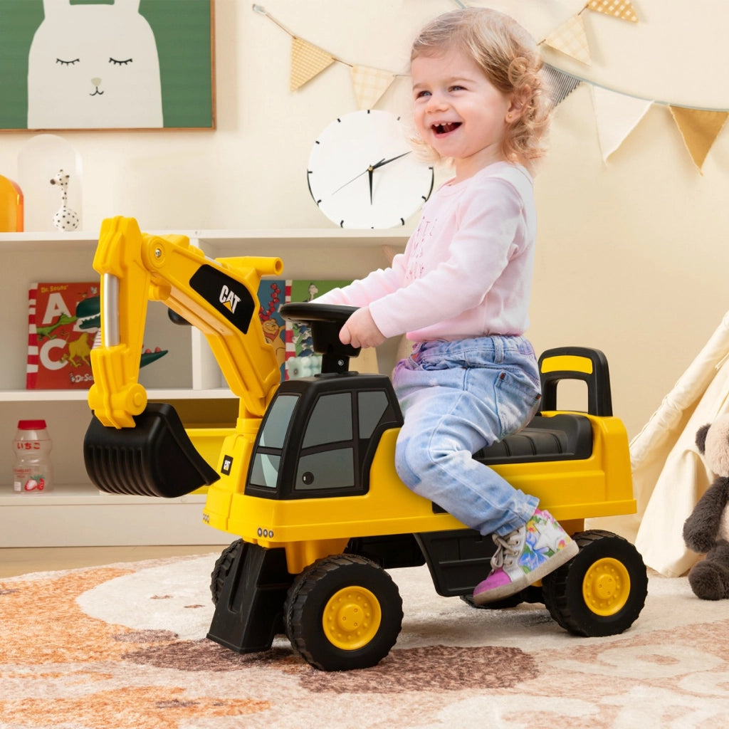 Escavatore giocattolo funzionale con benna da scavo girevole ruote antiscivolo, Escavatore per bambini Giallo-Macchinine giocattoli