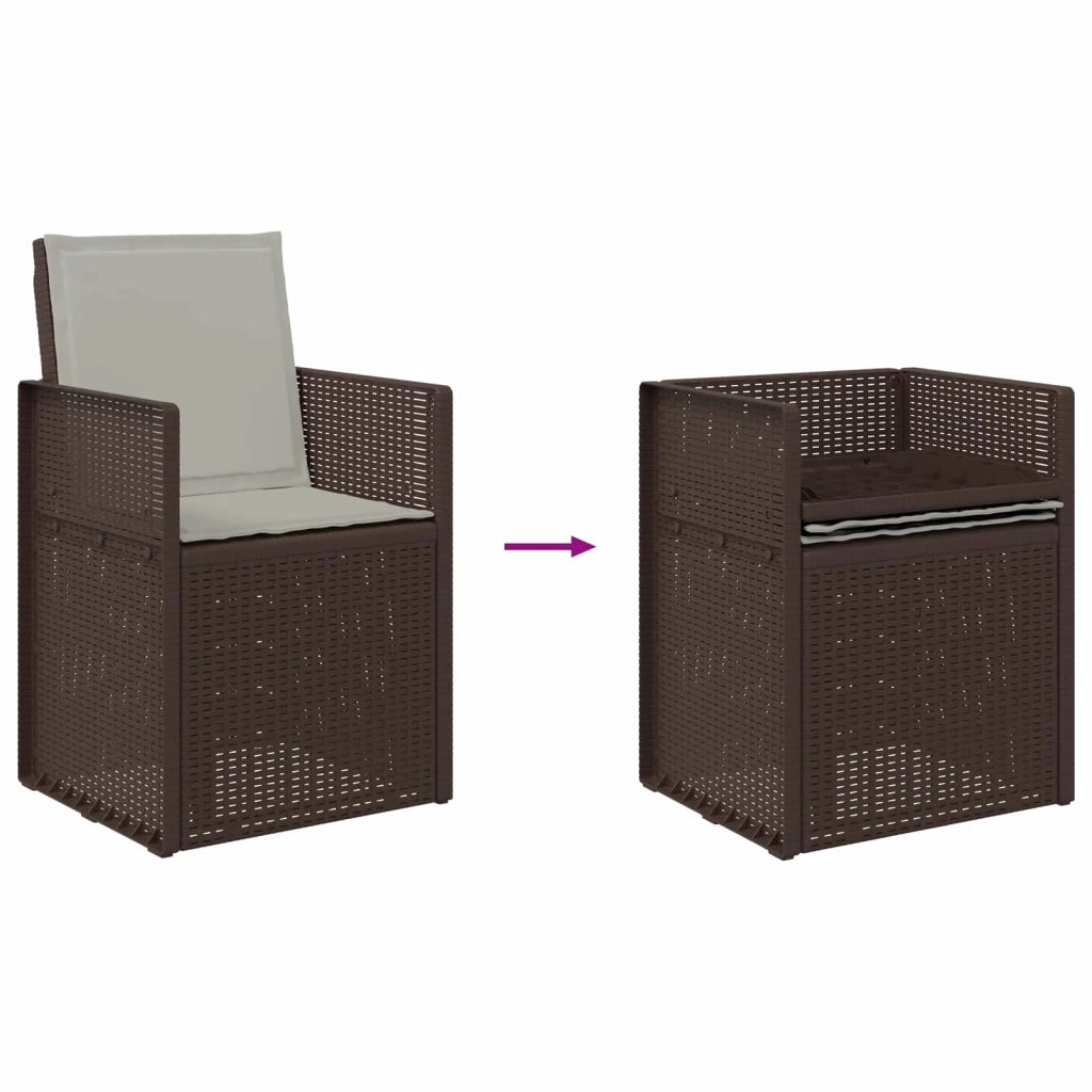 Set da Pranzo per Giardino 5 pcs Marrone e Grigio Chiaro PP