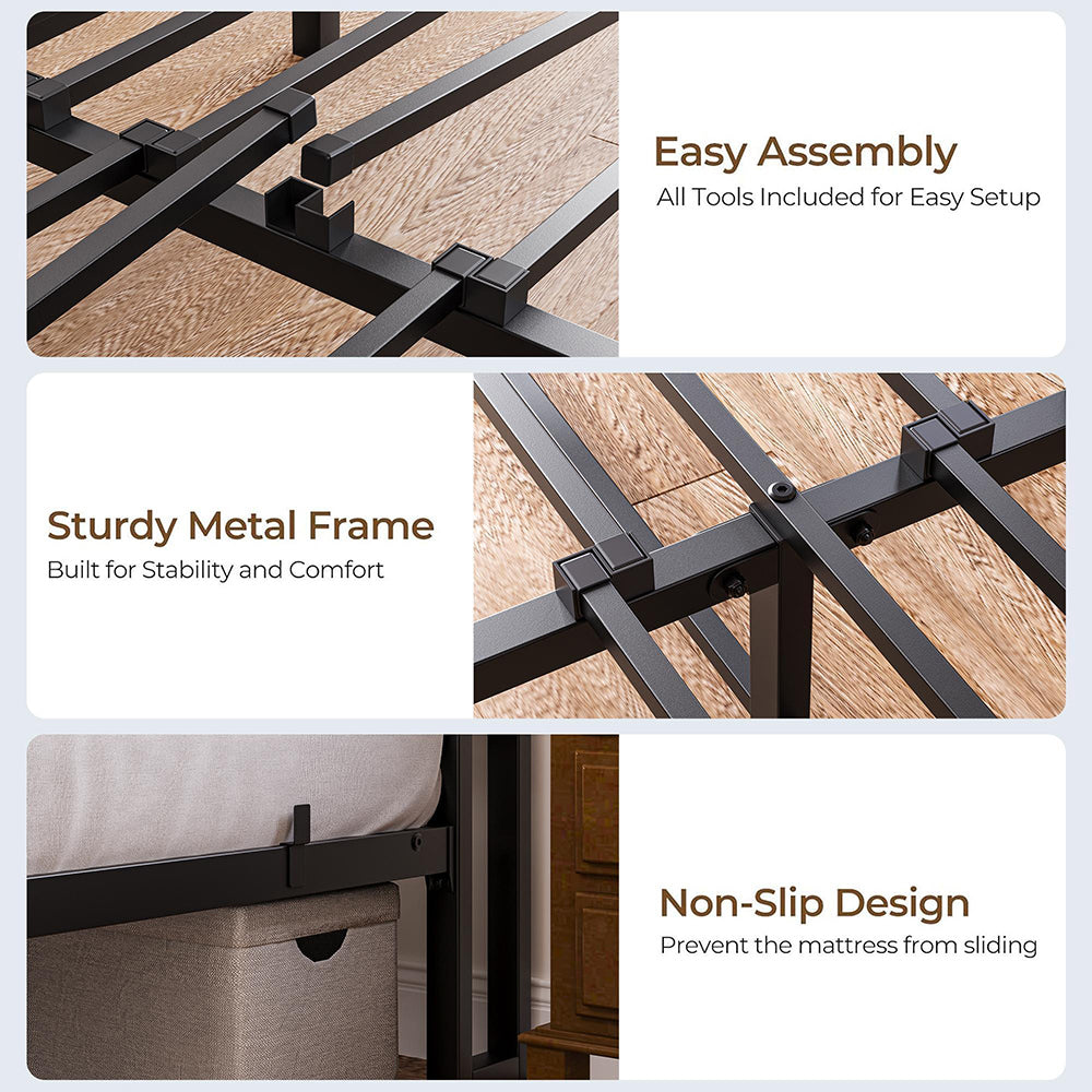 Letto 140x190cm LED - Xylo - USB testiera metallo facile montaggio