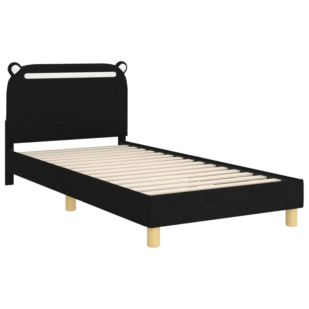 Struttura letto bambini con testata Nero 80 x 200 cm Tessuto 42011216