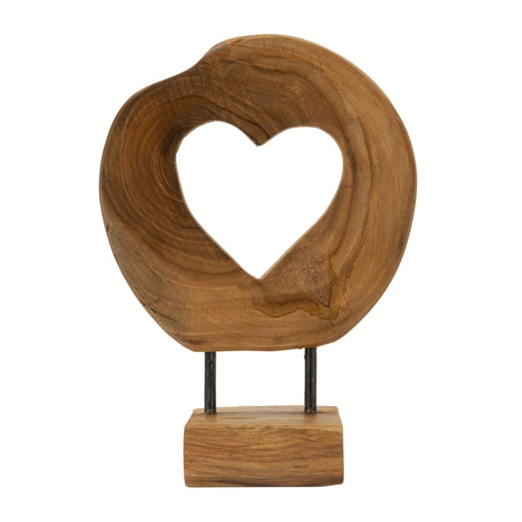 Scultura Cuore 8, Marrone, Legno, 20x10x28 cm