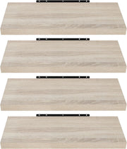 Mensole da Muro, Set di 4 Mensole da Muro, Quercia, 60cm, in Legno MDF, Librerie Scaffale da Parete Portaoggetti, Stile rétro, Mensole Sospese Decorative per Salotto Cucina Corridoio