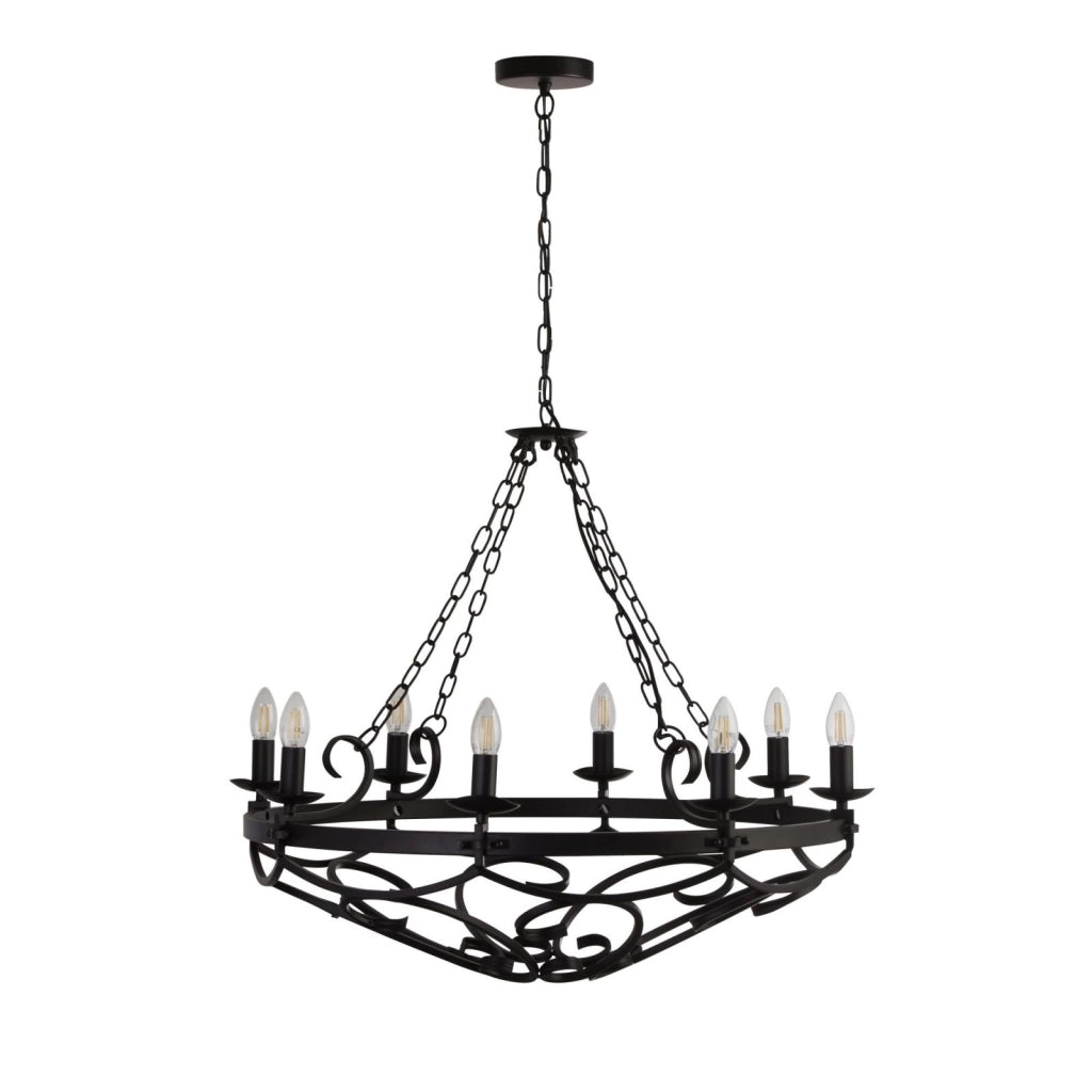 Cartwheel III 8Lt Pendant - Ferro battuto nero