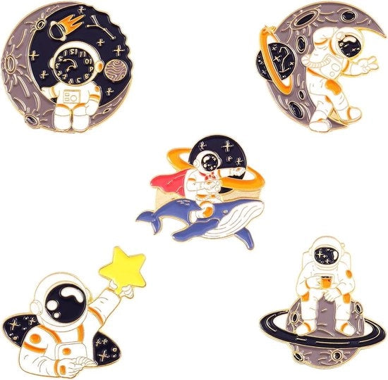 Set di Badge Astronauta con Stampa di Pianeta per Abbigliamento e Borse