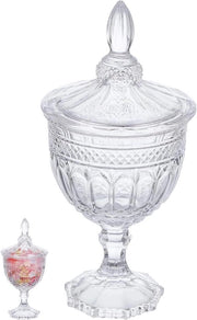 Scheda per dolci con piede e coperchio in vetro - scatole per dolci trasparenti - vetrina per dolci - scatola per biscotti per buffet e festa - vetrina decorativa per farmacie - contenitore per la casa e ufficio - contenitore per conservazione.