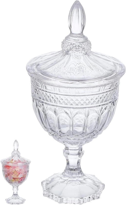 Scheda per dolci con piede e coperchio in vetro - scatole per dolci trasparenti - vetrina per dolci - scatola per biscotti per buffet e festa - vetrina decorativa per farmacie - contenitore per la casa e ufficio - contenitore per conservazione.