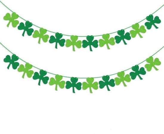 Decorazione per Feste a Slinga con Foglie di Trifoglio Verde - 2 Pezzi - 5m - Veltro - Decorazione per Feste Irlandese