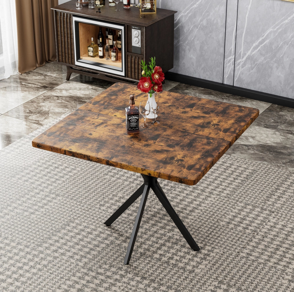 Tavolo da pranzo quadrato 38;6" in MDF e metallo; marrone