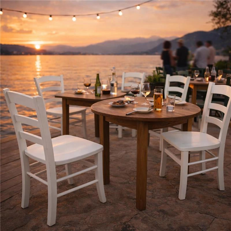 SET 2 SEDIE PAESANA IN LEGNO CON SEDUTA COMPATTA E SCHIENALE ALTOH 87 X L 45 X P 40 CM COLORE BIANCO
