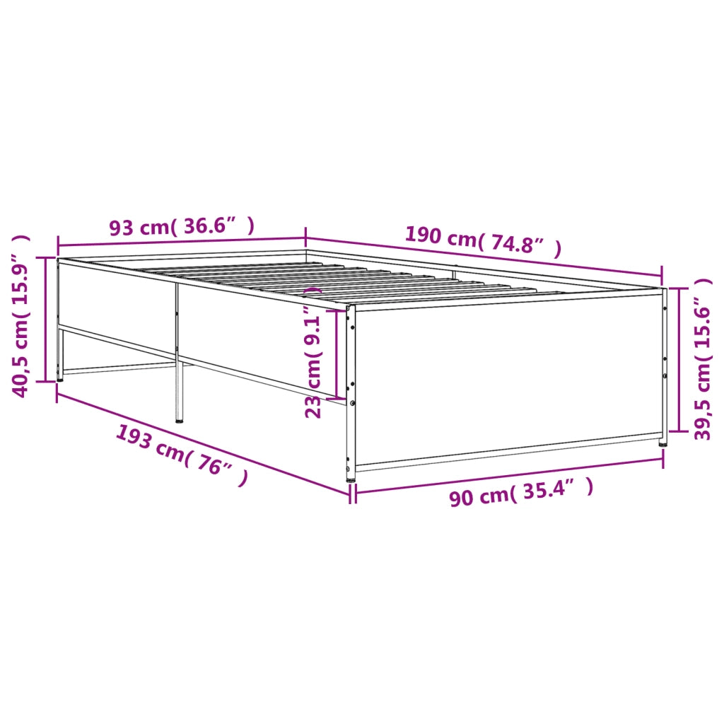 Giroletto Rovere Fumo 90x190 cm in Legno Multistrato e Metallo