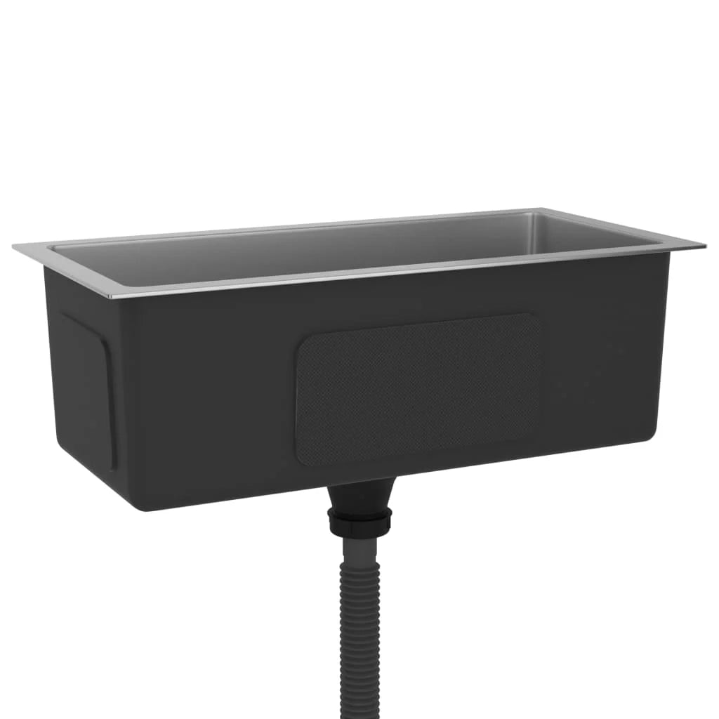 Lavello da cucina fatto a mano lavandino da bagno per interni 60 x 30 cm acciaio inox argentato 02_0002455