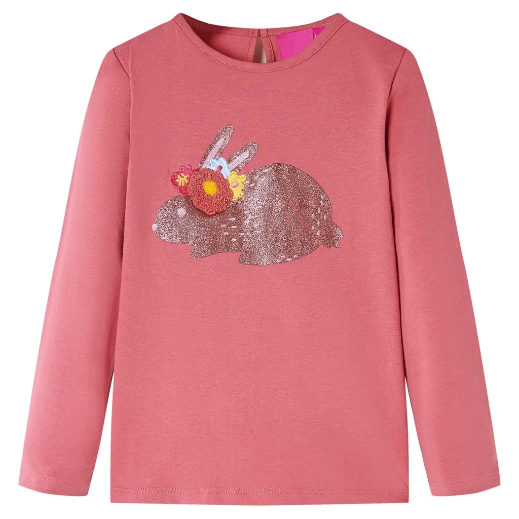 Maglietta da Bambina a Maniche Lunghe Rosa Antico 116cod mxl 85244