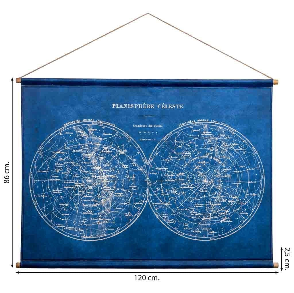 Tela pergamena tessuto stampato blu 120x86x2,5h cm