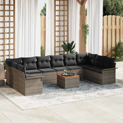 Set Divano da Giardino con cuscino 11 pcs Grigio polyrattan 3347377