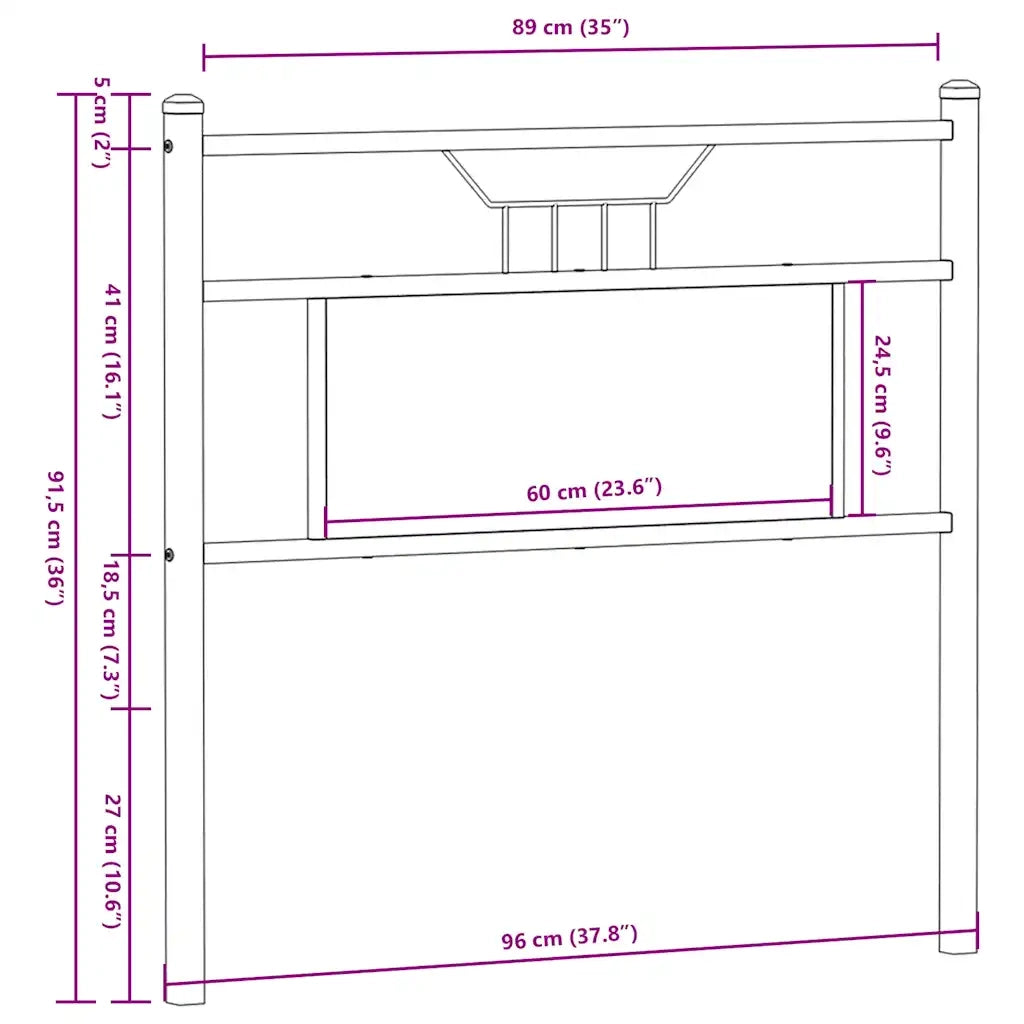 Testiera | Testata di Ricambio Rovere Sonoma 90 cm in Legno Multistrato e Acciaio