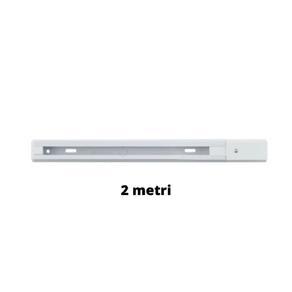 Trade Shop - Binario 2mt Elettrificato 2poli Rinforzato Monofase Bianco Faro A Pista Pista-2b -