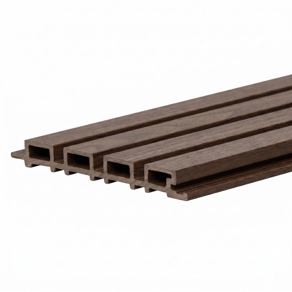 Chopin - Set 6 Pannelli Fonoassorbenti Decorativi 18x235x2,1 cm per Interno ed Esterno in WPC Walnut