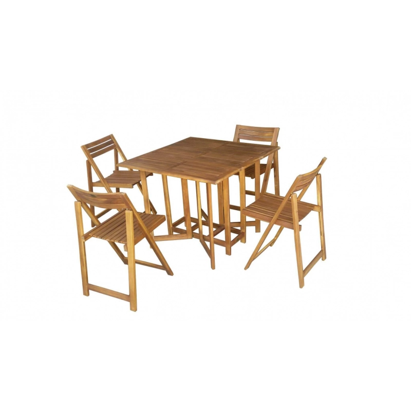 SET TAVOLO + 4 SEDIE BIRRA ACACIA