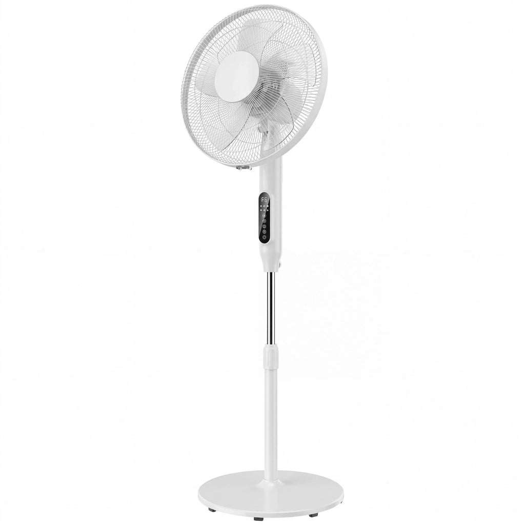 Ventilatore da Terra 45x42x138 cm con Telecomando 3 Velocità e 2 Modalità in ABS PP Acciaio Bianco